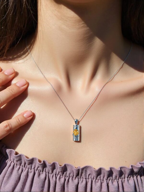 starlight urns rose cylinder urn necklace for ashes – stainless steel cremation jewelry memorial keepsake pendant