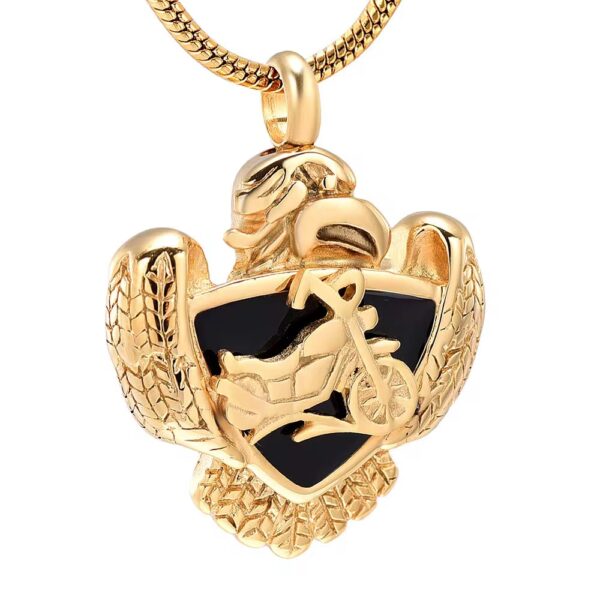 starlight urns american eagle motorcycle urn necklace for ashes – stainless steel biker cremation jewelry memorial pendant