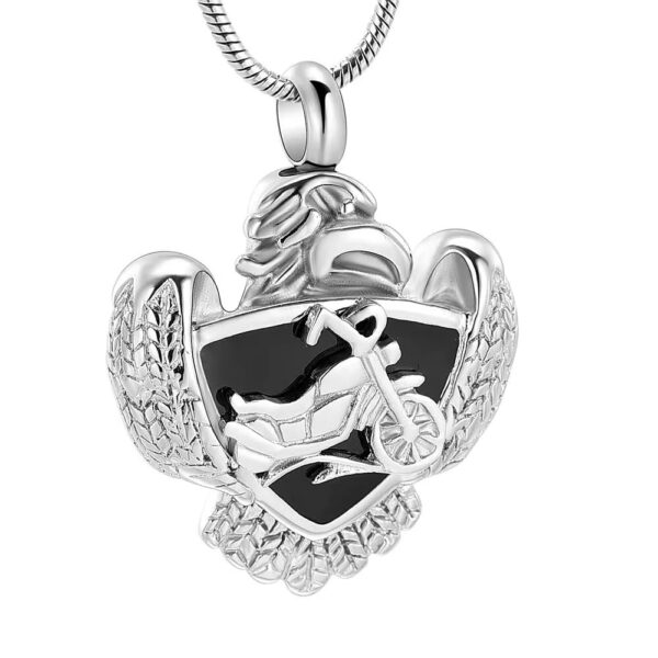 starlight urns american eagle motorcycle urn necklace for ashes – stainless steel biker cremation jewelry memorial pendant