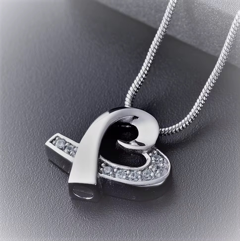 starlight urns ribbon heart urn necklace for ashes – elegant memorial keepsake pendant