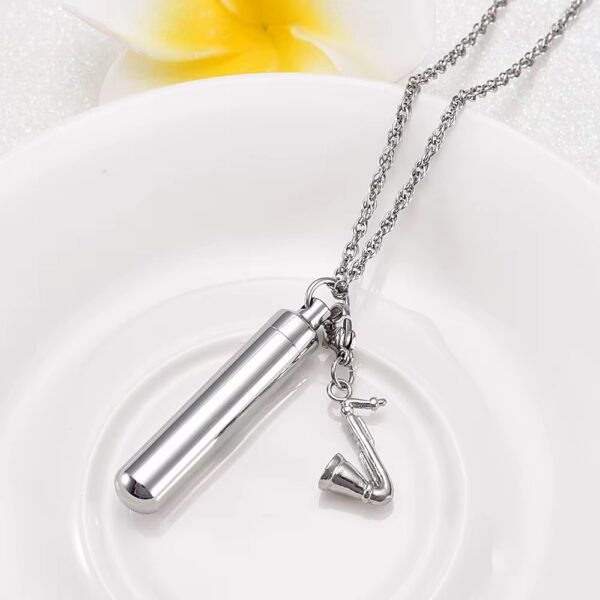 starlight urns saxophone urn necklace for ashes – stainless steel cremation jewelry for music lovers