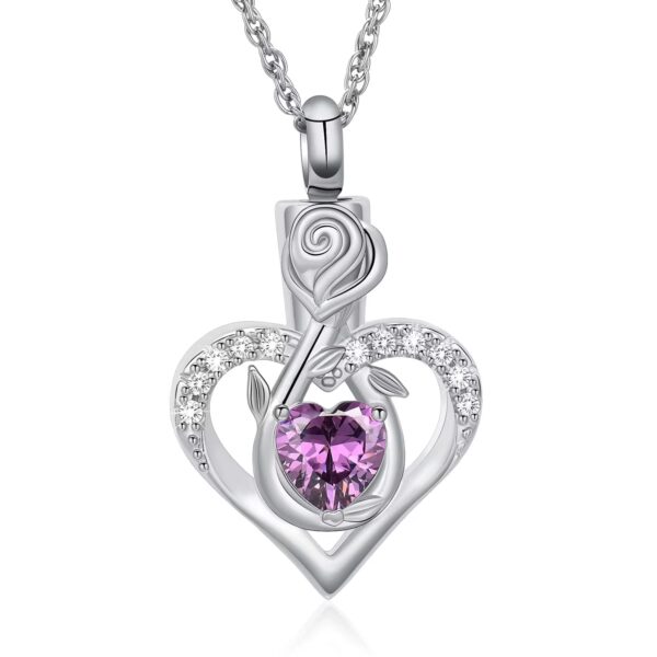 starlight urns crystal heart with rose flower urn necklace – memorial jewelry for ashes