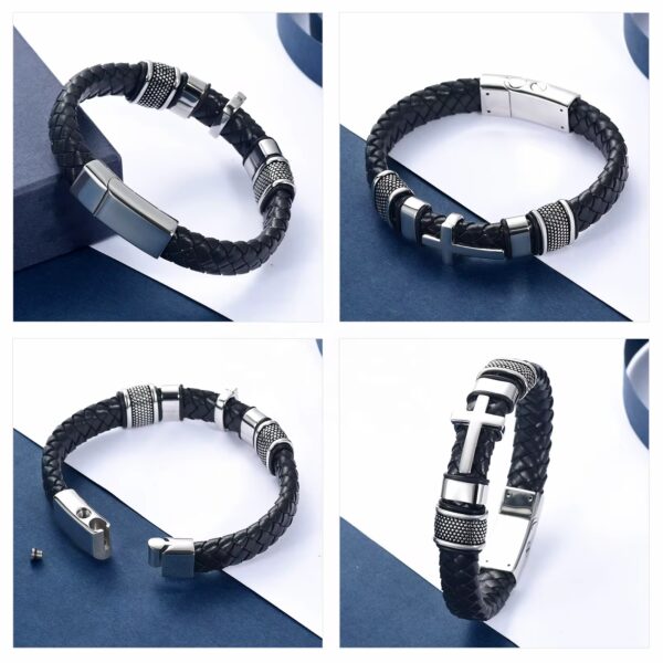 starlight urns genuine leather men’s urn bracelet – memorial cremation ashes memorial jewelry