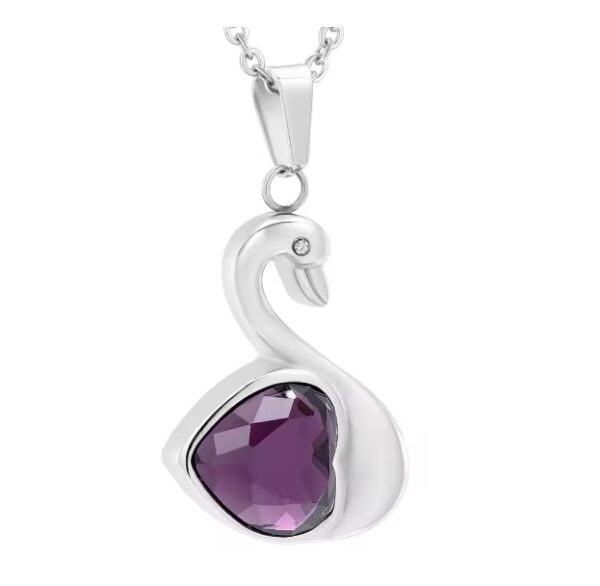 starlight urns elegant purple swan urn necklace for ashes – stainless steel memorial pendant