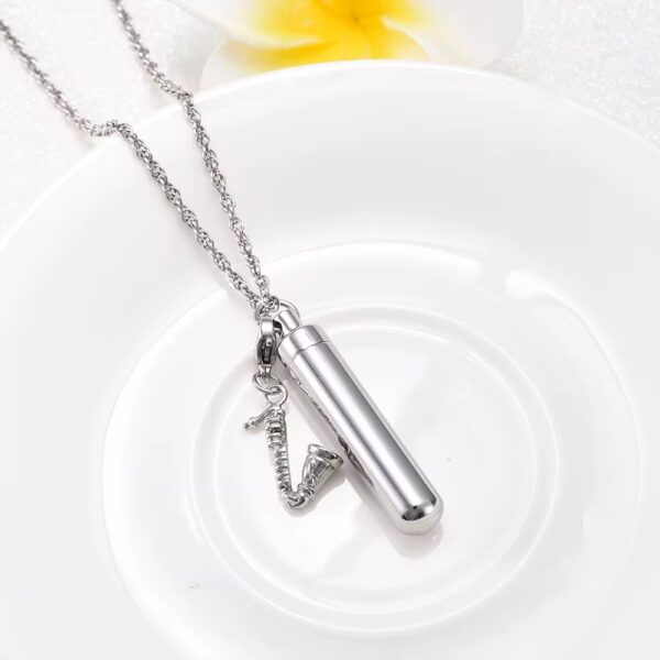 starlight urns saxophone urn necklace for ashes – stainless steel cremation jewelry for music lovers