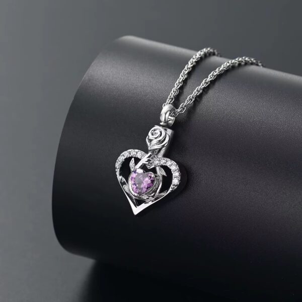 starlight urns crystal heart with rose flower urn necklace – memorial jewelry for ashes