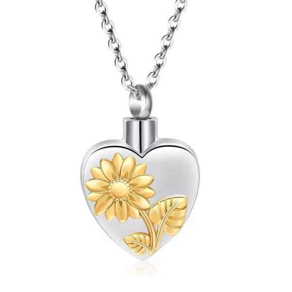 starlight urns sunflower heart urn necklace – cremation jewelry for ashes