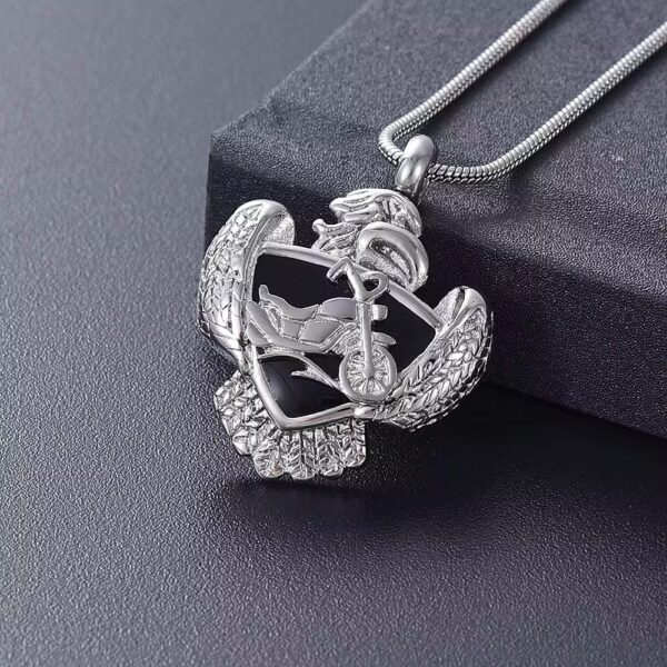starlight urns american eagle motorcycle urn necklace for ashes – stainless steel biker cremation jewelry memorial pendant
