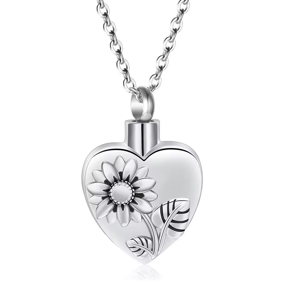Starlight Urns Sunflower Heart Urn Necklace – Cremation Jewelry for Ashes