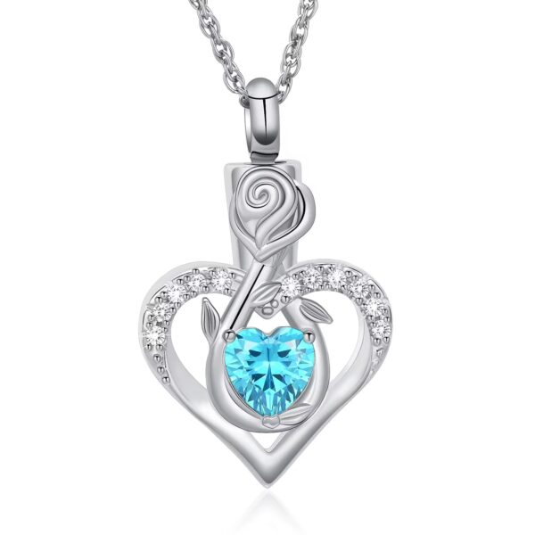 starlight urns crystal heart with rose flower urn necklace – memorial jewelry for ashes