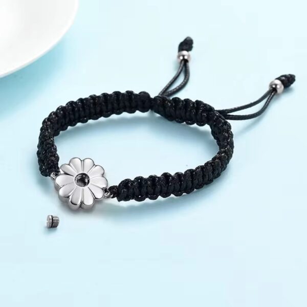 starlight urns adjustable rope sunflower daisy urn bracelet for women – memorial ashes keepsake jewelry