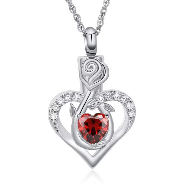 starlight urns crystal heart with rose flower urn necklace – memorial jewelry for ashes