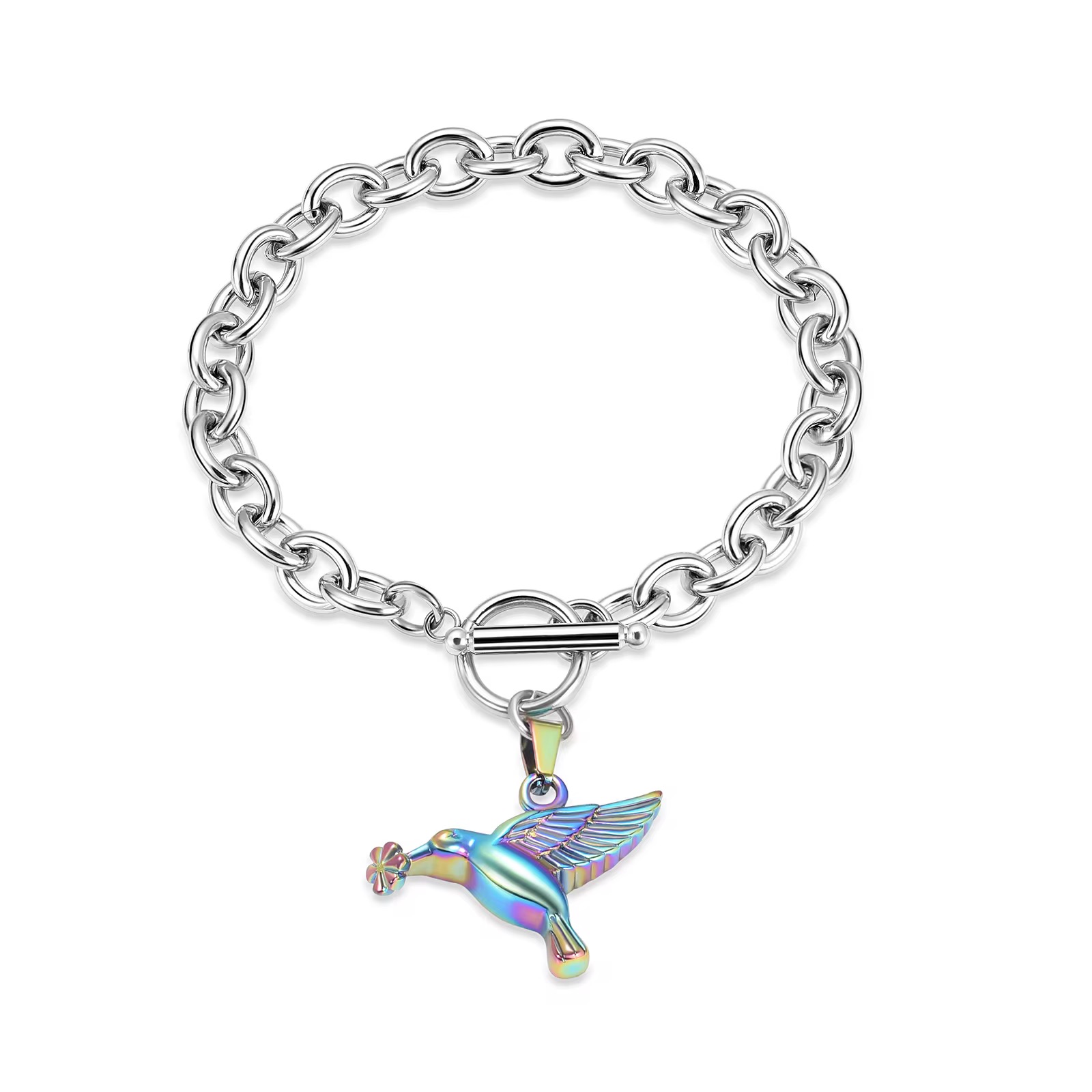 Starlight Urns Hummingbird Holding Flower Urn Bracelet – Memorial Cremation Jewelry for Ashes