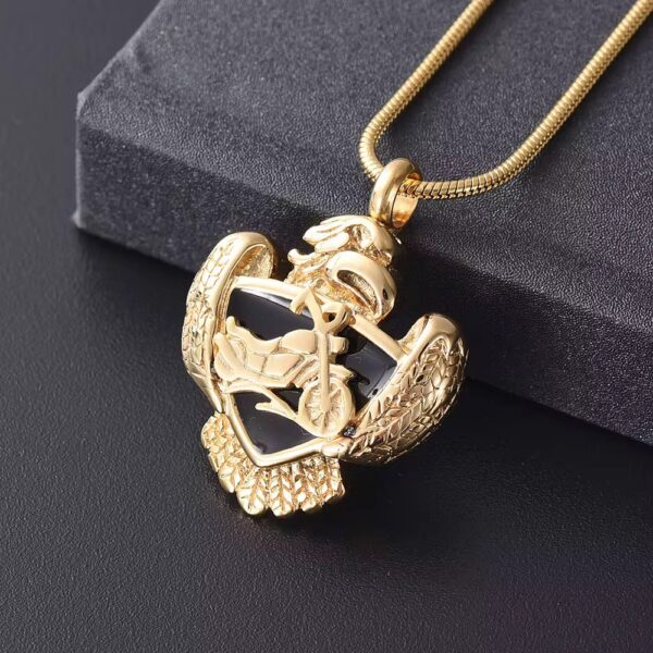 starlight urns american eagle motorcycle urn necklace for ashes – stainless steel biker cremation jewelry memorial pendant