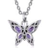 starlight urns purple crystal butterfly urn necklace – memorial ashes keepsake jewelry