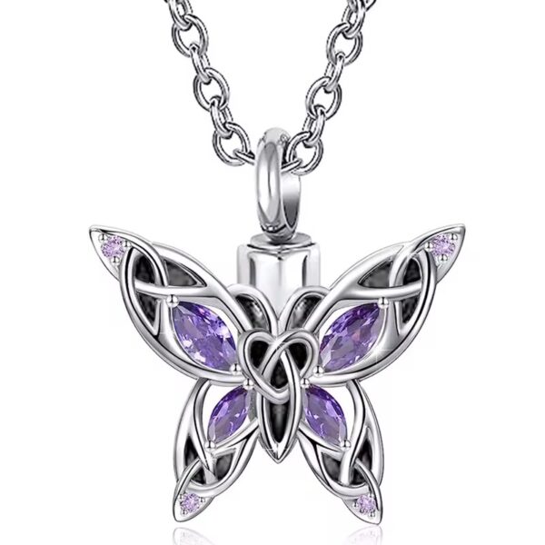 starlight urns purple crystal butterfly urn necklace – memorial ashes keepsake jewelry
