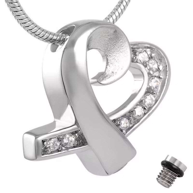 starlight urns ribbon heart urn necklace for ashes – elegant memorial keepsake pendant