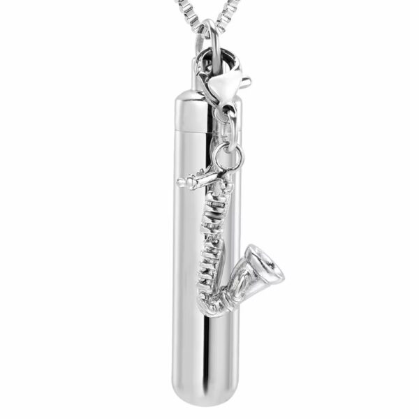 starlight urns saxophone urn necklace for ashes – stainless steel cremation jewelry for music lovers