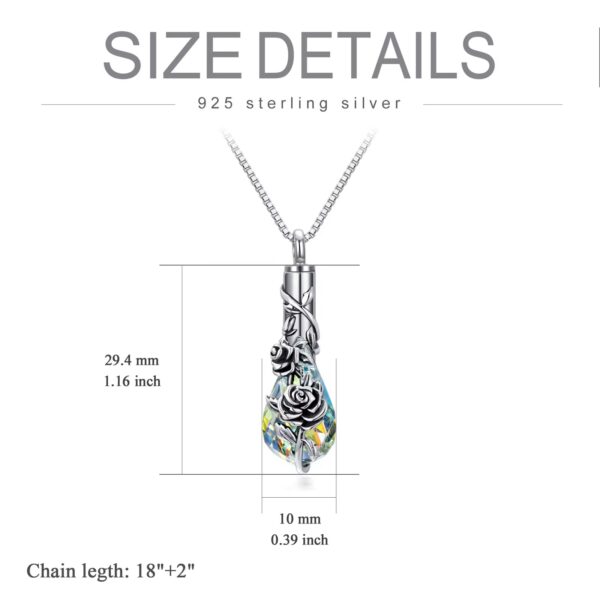 rose tree crystal drop urn necklace – memorial keepsake pendant for ashes