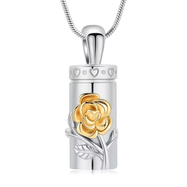 starlight urns rose cylinder urn necklace for ashes – stainless steel cremation jewelry memorial keepsake pendant