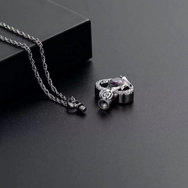 starlight urns crystal heart with rose flower urn necklace – memorial jewelry for ashes