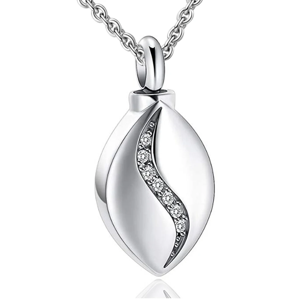 Starlight Urns Teardrop Urn Necklace with Crystals for Ashes – Stainless Steel Cremation Jewelry Memorial Keepsake Pendant