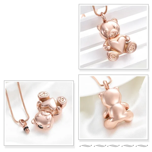 starlight urns teddy bear urn necklace – child & infant memorial cremation jewelry for ashes