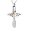 starlight urns cross with wings and heart urn necklace for ashes