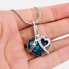 starlight urns blue heart crystal urn necklace “always in my heart” memorial jewelry
