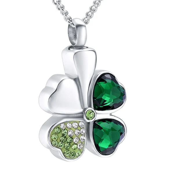 starlight urns clover with green zirconia urn necklace – lucky memorial jewelry for ashes