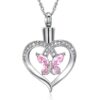 starlight urns heart shaped urn necklace with crystal butterfly – memorial cremation jewelry for ashes