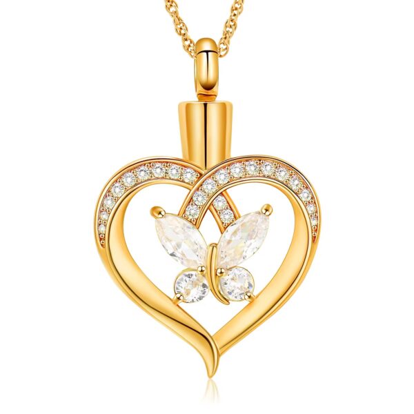 starlight urns heart shaped urn necklace with crystal butterfly – memorial cremation jewelry for ashes