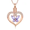 starlight urns heart shaped urn necklace with crystal butterfly – memorial cremation jewelry for ashes
