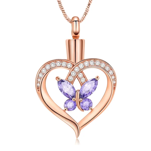 starlight urns heart shaped urn necklace with crystal butterfly – memorial cremation jewelry for ashes