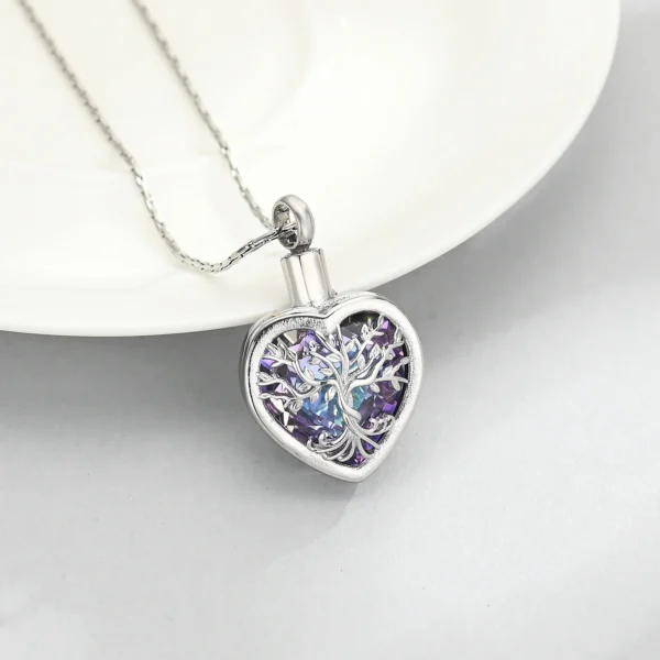 starlight urns stainless steel purple crystal heart cremation jewelry necklace for ashes