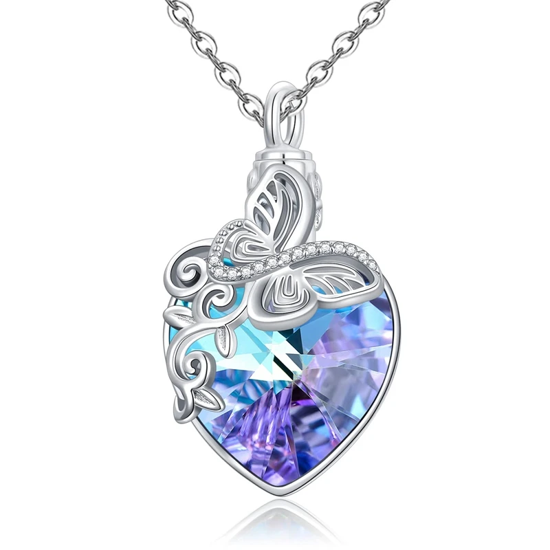Starlight Urns Butterfly Crystal Urn Necklace – Memorial Cremation Jewelry for Ashes