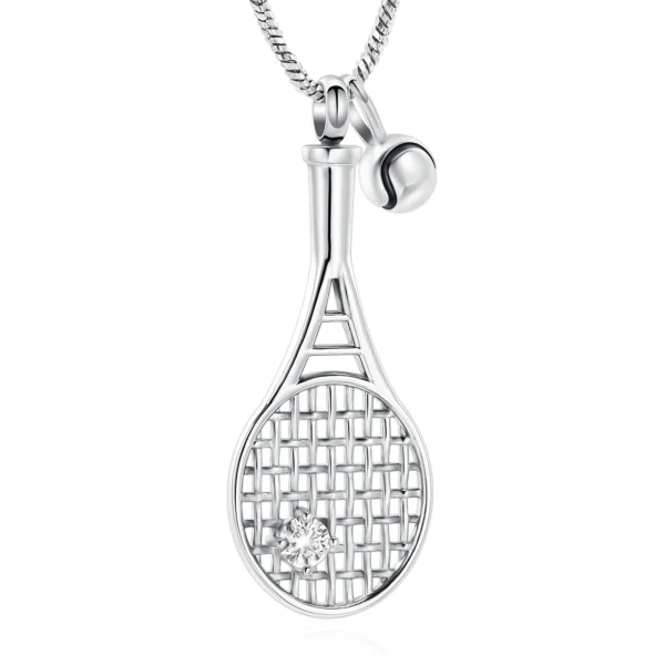 starlight urns tennis racket urn necklace with blue crystal – memorial jewelry for ashes