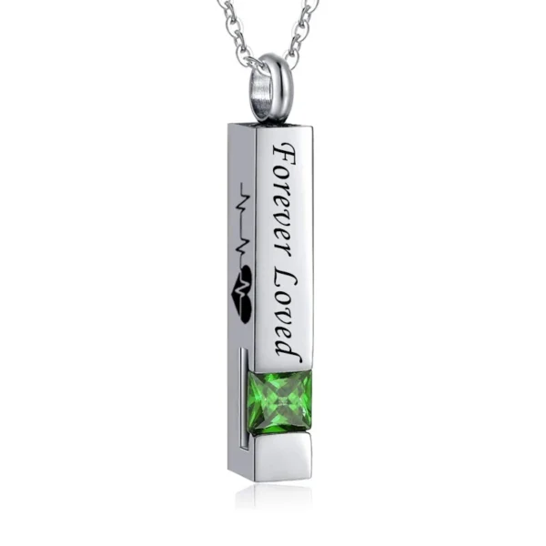 starlight urns birthstone cuboid ashes necklace – “forever loved” cremation jewelry