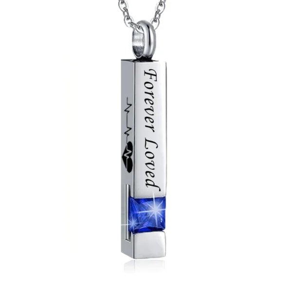 starlight urns birthstone cuboid ashes necklace – “forever loved” cremation jewelry