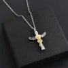 starlight urns cross urn necklace with heart and wings – memorial cremation jewelry for ashes