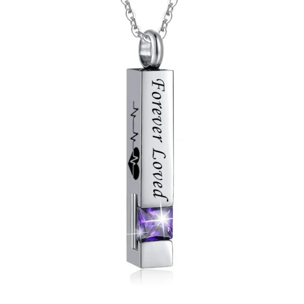 starlight urns birthstone cuboid ashes necklace – “forever loved” cremation jewelry