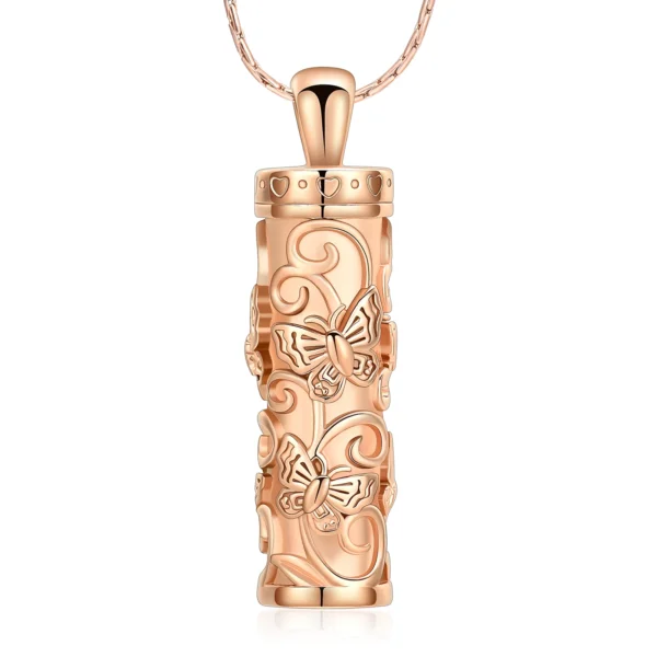 starlight urns cylinder urn necklace with butterflies – memorial cremation jewelry for ashes