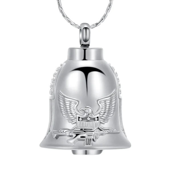 american eagle bell urn necklace – patriotic memorial jewelry for ashes