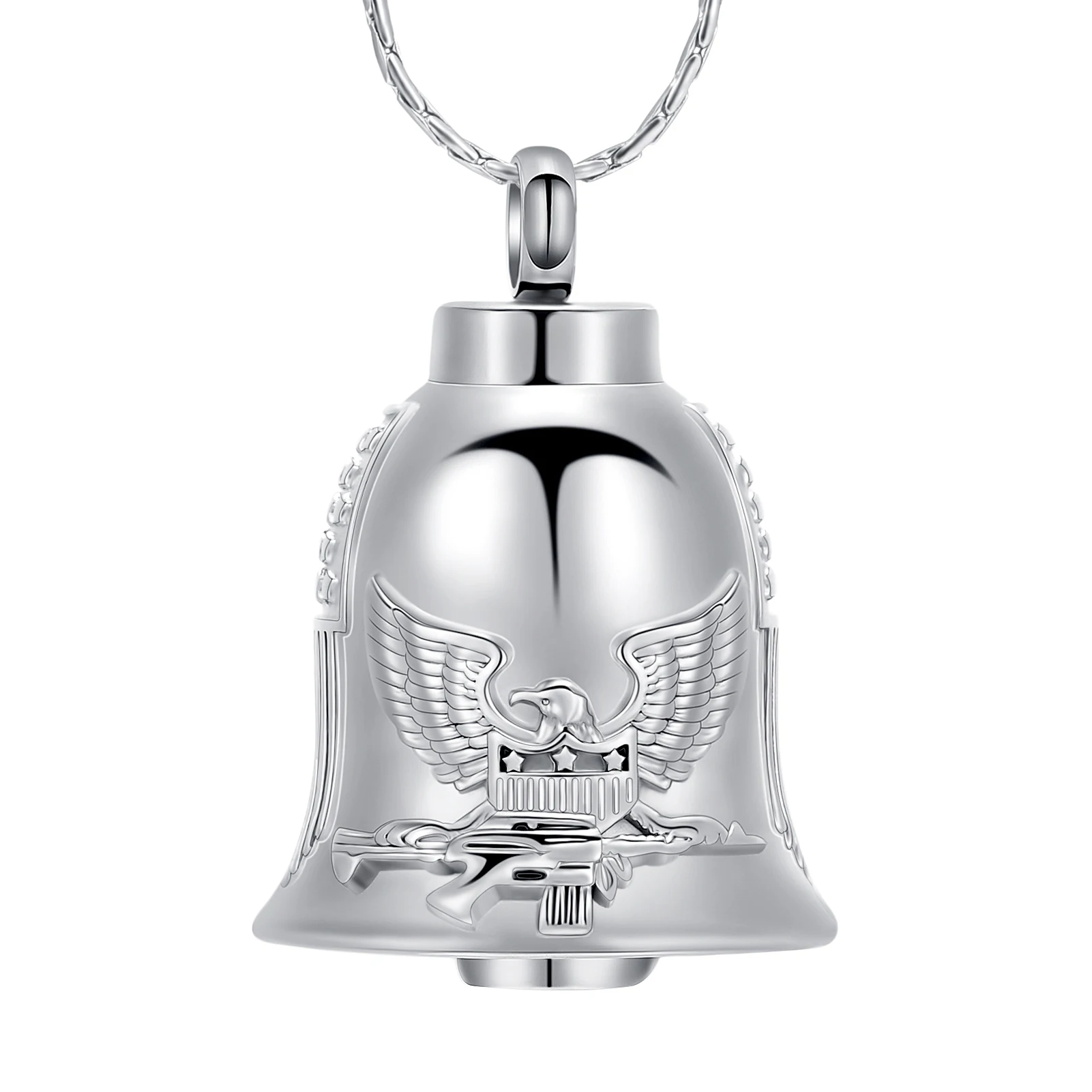 American Eagle Bell Urn Necklace – Patriotic Memorial Jewelry for Ashes