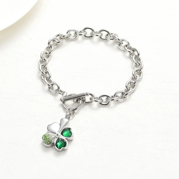 starlight urns green clover urn bracelet – memorial cremation jewelry for ashes