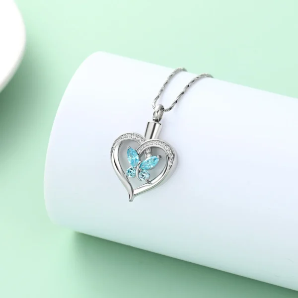starlight urns heart shaped urn necklace with crystal butterfly – memorial cremation jewelry for ashes
