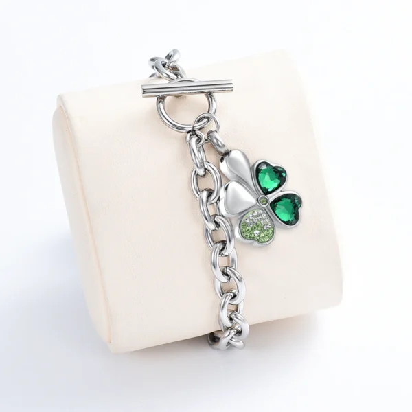starlight urns green clover urn bracelet – memorial cremation jewelry for ashes