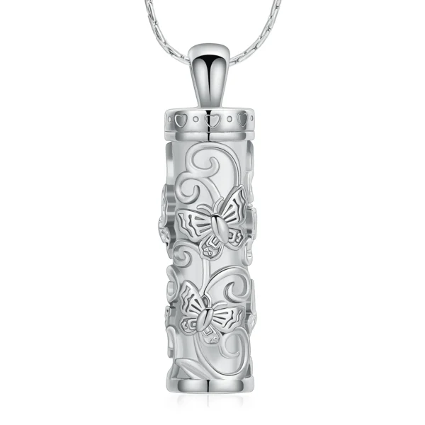 starlight urns cylinder urn necklace with butterflies – memorial cremation jewelry for ashes
