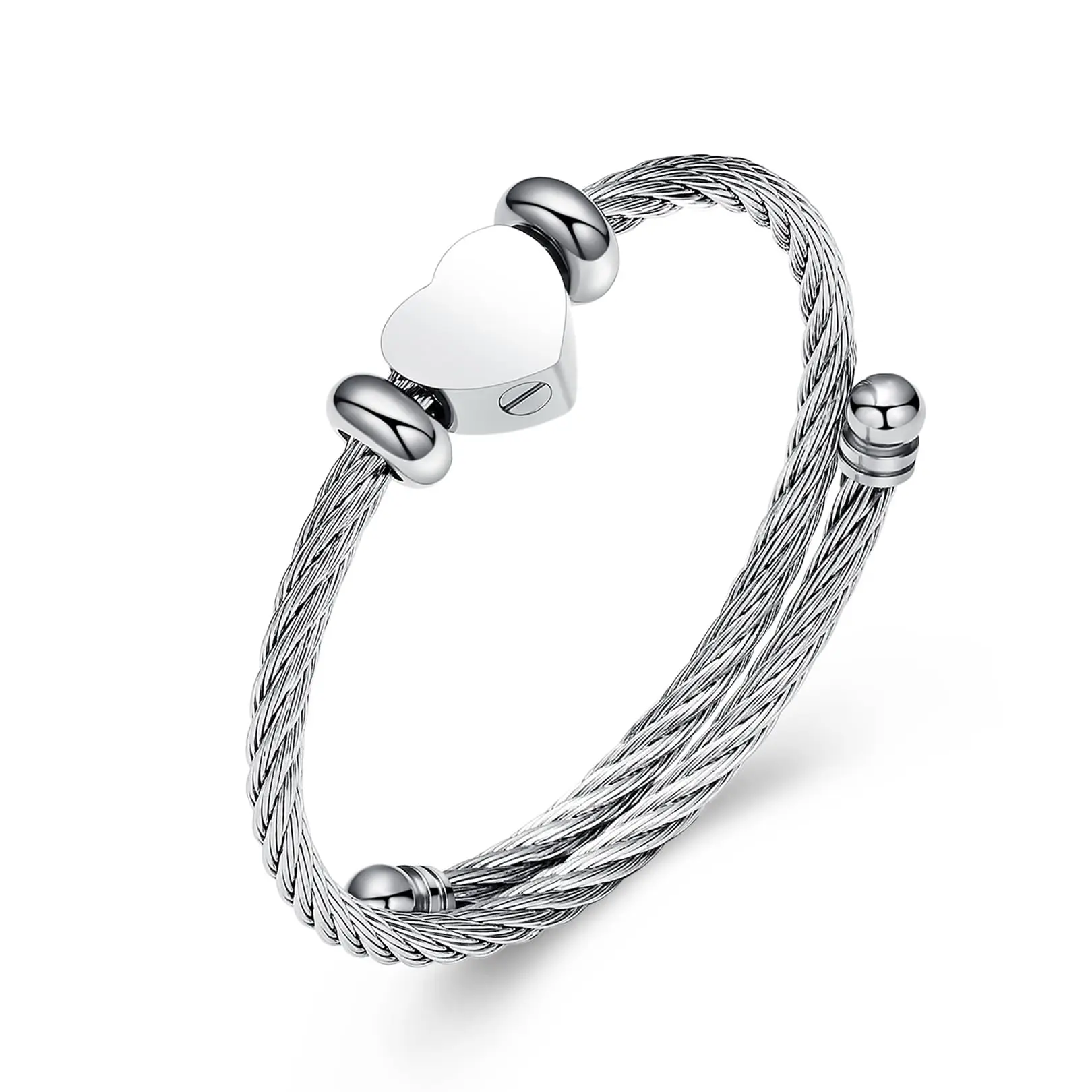 Starlight Urns Adjustable Stainless Steel Heart Urn Bracelet for Women – Memorial Ashes Keepsake Jewelry