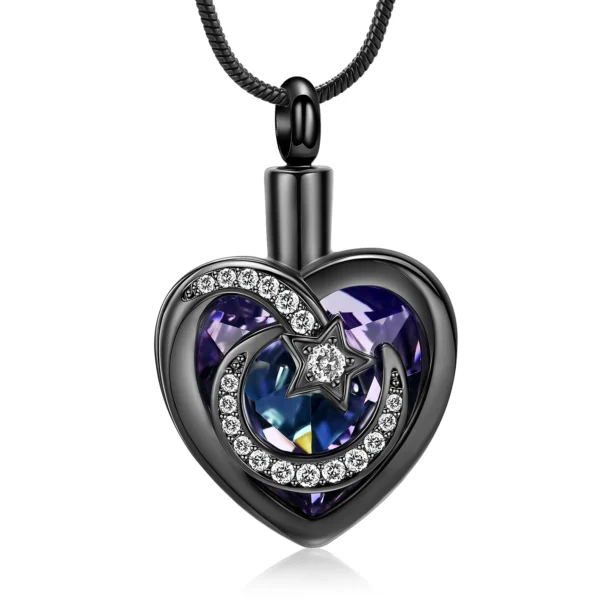 starlight urns cremation jewelry featuring heart with moon and star